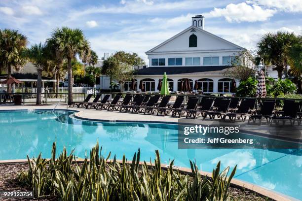 The swimming pool area at Plantation on Crystal River Resort.