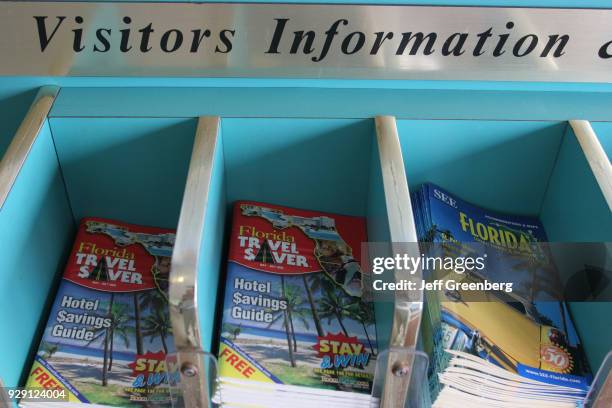 Tourist information booklets at the Florida Turnpike Rest Area.