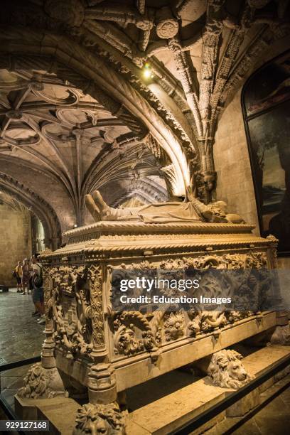 Tomb of Portuguese explorer Vasco da Gama, Jeronimo monastery, Lisbon, Portugal.