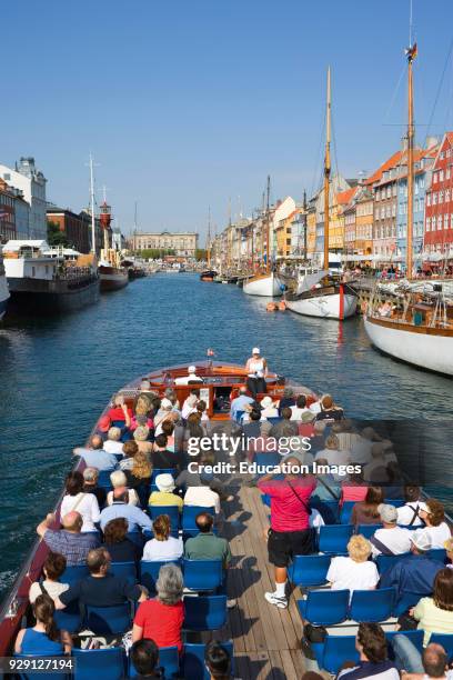 Copenhagen, Denmark, Typical architecture and boats at Nyhavn canal.