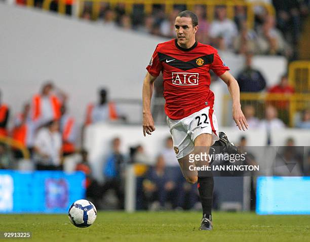Manchester United's Irish defender John O'Shea in action during the English Premier League football match between Tottenham Hotspur and Manchester...