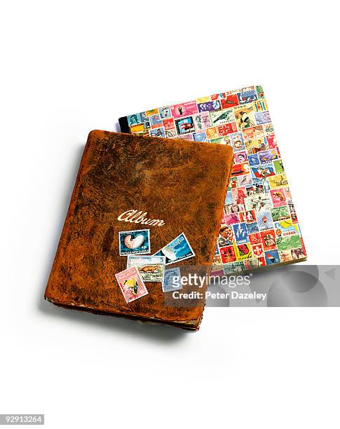 vintage stamp album - exchanging books stock pictures, royalty-free photos & images