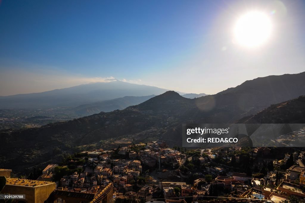 Etna Unesco site. landscape from Castelmola. Sicily. Italy