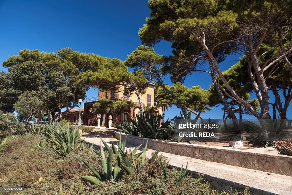Isola Santa Maria island. private house. nature reserve. Stagnone of Marsala. Sicily. Italy. Europe