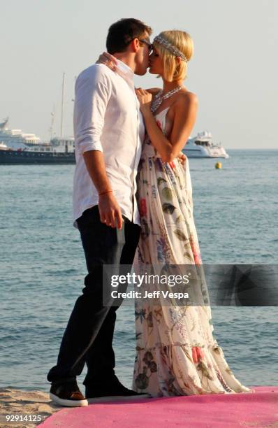 Doug Reinhardt and Paris Hilton attend the "Paris Not France" Cocktail Party at la plage vitaminwater during the 62nd Annual Cannes Film Festival on...