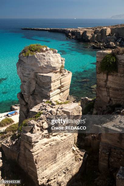 Cala Rossa Bay. Favignana island. Aegadian Islands. Sicily. Italy. Europe.