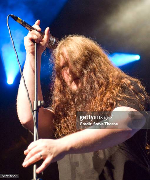 Jonas Renkse of Katatonia performs on stage on the second day of live music at Hellfire Festival at NEC Arena on November 8, 2009 in Birmingham,...