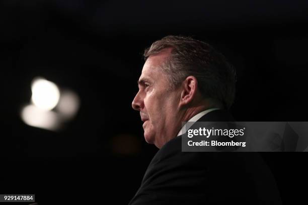 Liam Fox, U.K. International trade secretary, speaks at the British Chambers Of Commerce annual conference in London, U.K., on Thursday, March 8,...