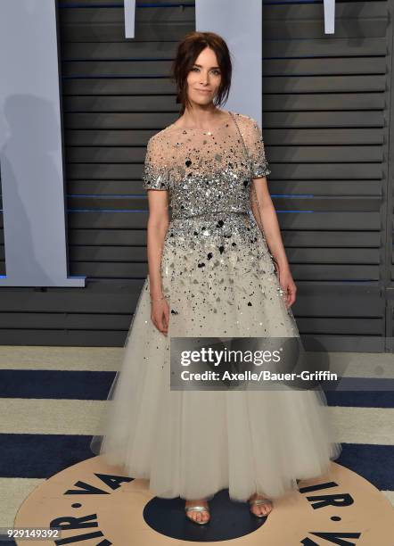 Actress Abigail Spencer attends the 2018 Vanity Fair Oscar Party hosted by Radhika Jones at Wallis Annenberg Center for the Performing Arts on March...