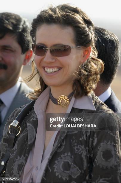 Syria's First Lady Asma al-Assad attends a ceremony during which she received an honorary doctorate from the Faculty of Archeology of Rome's La...