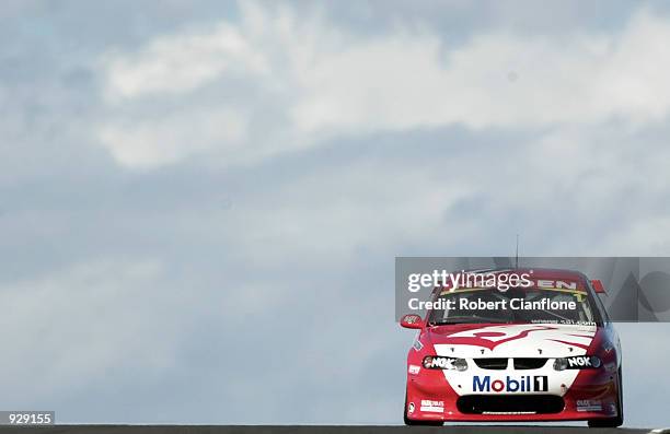 Mark Skaife of the Holden Racing Team on his way to victory during race two of Round One of the Shell Championship Series, at the Phillip Island...