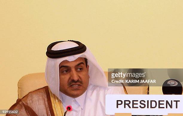 Qatar's Attorney General Ali bin Mohsen bin Fetais al-Marri addresses the UN Convention against Corruption conference in Doha on November 9, 2009....