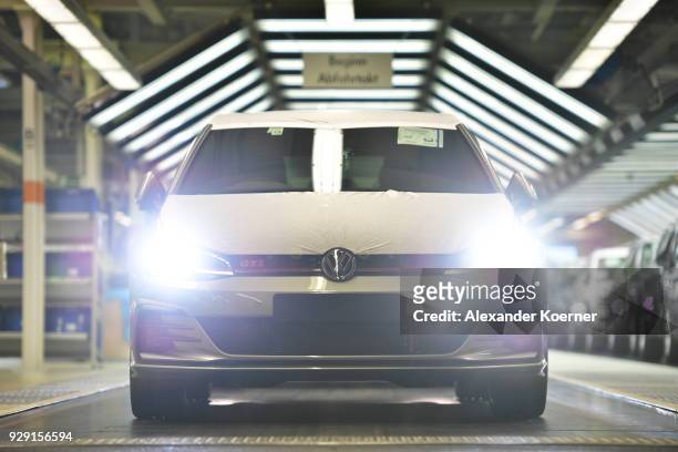 Volkswagen Golf GTI car leaves the assembly line at the Volkswagen factory on March 8, 2018 in Wolfsburg, Germany. U.S. President Donald Trump has...