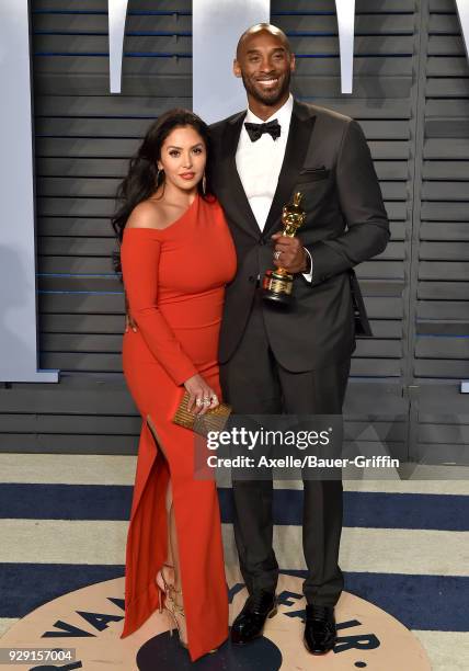 Vanessa Bryant and former NBA player Kobe Bryant attend the 2018 Vanity Fair Oscar Party hosted by Radhika Jones at Wallis Annenberg Center for the...