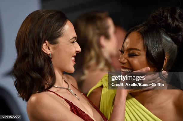 Actors Gal Gadot and Tiffany Haddish attend the 2018 Vanity Fair Oscar Party hosted by Radhika Jones at Wallis Annenberg Center for the Performing...