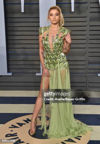Actress Paris Jackson attends the 2018 Vanity Fair Oscar Party hosted by Radhika Jones at Wallis Annenberg Center for the Performing Arts on March 4,...
