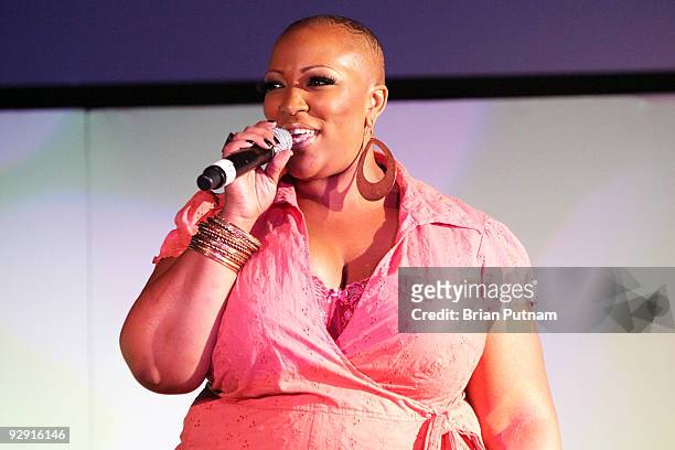 Singer Frenchie Davis performs at the 12th Annual GLAAD Tidings - Seasons Greenings celebration November 8, 2009 in Los Angeles, California.