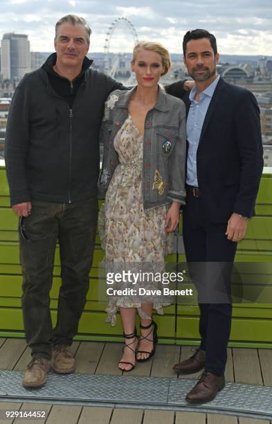 Chris Noth, Leven Rambin and Danny Pino attend a photocall for Universal Channel's new series "Gone" on March 8, 2018 in London, England.