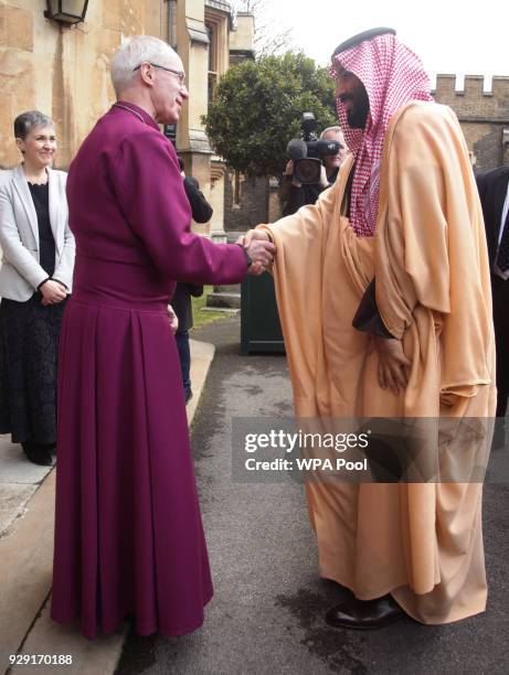 The Crown Prince of Saudi Arabia, HRH Mohammed bin Salman, arrives for a private meeting at Lambeth Palace hosted by the Archbishop of Canterbury...