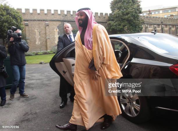 The Crown Prince of Saudi Arabia, HRH Mohammed bin Salman, arrives for a private meeting at Lambeth Palace hosted by the Archbishop of Canterbury...