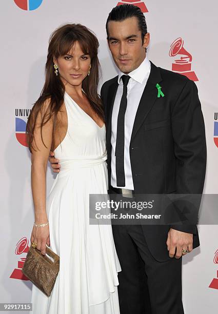 Actress Kate Del Castillo and Aaron Diaz attend the 10th Annual Latin GRAMMY Awards held at the Mandalay Bay Events Center on November 5, 2009 in Las...