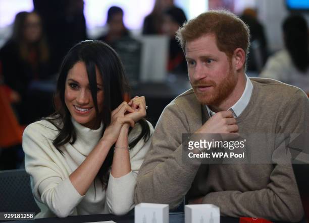 Prince Harry and Meghan Markle visit Millennium Point to celebrate International Women's Day on March 8, 2018 in Birmingham, England.