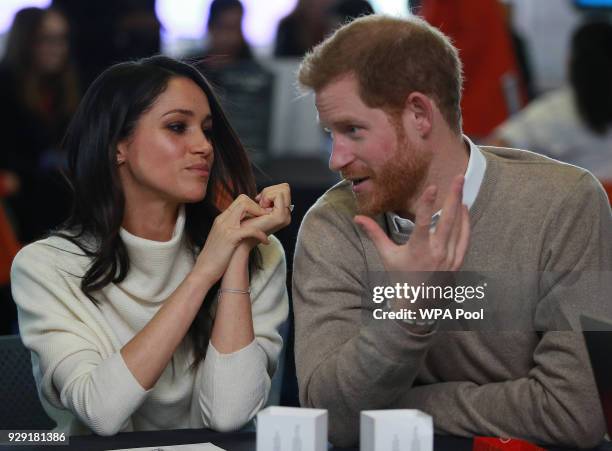 Prince Harry and Meghan Markle visit Millennium Point to celebrate International Women's Day on March 8, 2018 in Birmingham, England.