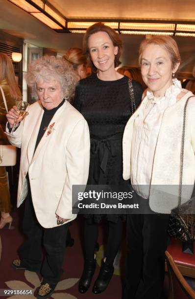 Maggi Hambling, Jo Allison and Justine Picardie attend the Harper's Bazaar lunch to celebrate International Women's Day at 34 Mayfair on March 8,...