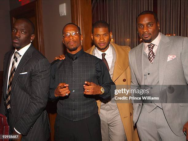 Abou "Bu" Thiam, V Johnson, Usher and Devyne Stephens attend "Dinner With The President" Honoring Abou "Bu" Thiam on November 3, 2009 in Atlanta,...