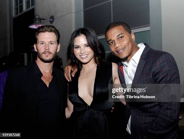 Ryan Kwanten, Katrina Law and Cory Hardrict attend the premiere of Crackle's 'The Oath' after party at Sony Pictures Studios on March 7, 2018 in...