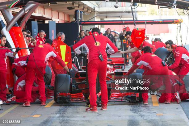 Ferrari driver Kimi Raikkonen of Finland during the test of F1 celebrated at Circuit of Barcelonacon 7th March 2018 in Barcelona, Spain.