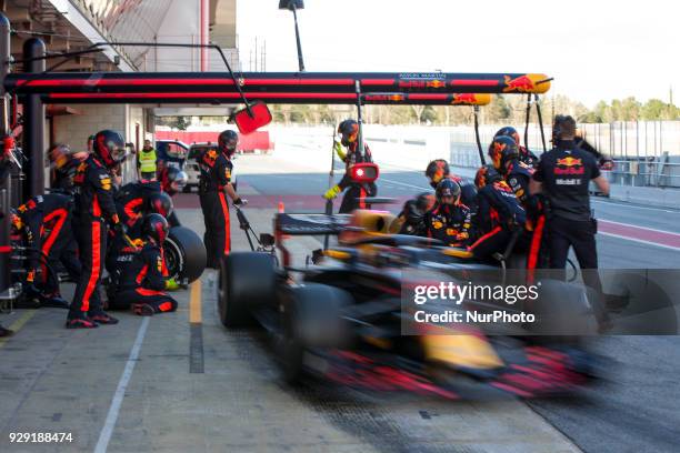 Red Bull Racing driver Daniel Ricciardo of Australia during the test of F1 celebrated at Circuit of Barcelonacon 7th March 2018 in Barcelona, Spain.