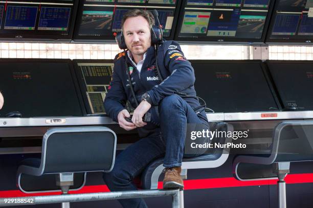 Christian Horner during the test of F1 celebrated at Circuit of Barcelonacon 7th March 2018 in Barcelona, Spain.