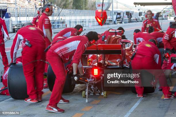 Ferrari driver Kimi Raikkonen of Finland during the test of F1 celebrated at Circuit of Barcelonacon 7th March 2018 in Barcelona, Spain.