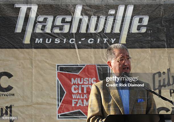 President/CEO Del Bryant speaks about Singer & Songwriter Charlie Daniels during his induction into the Music City Walk of Fame, At Hall of Fame Park...