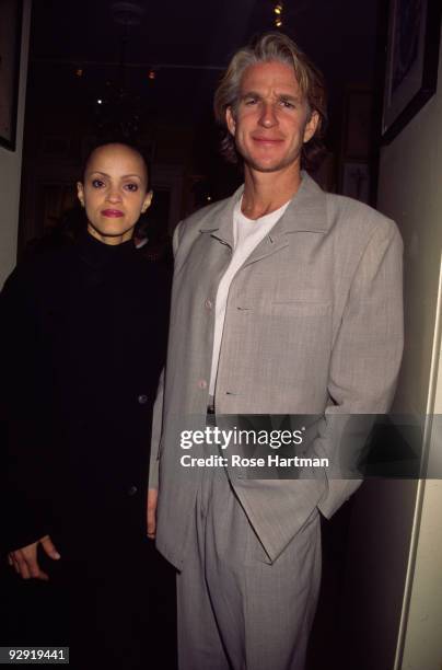 American actor Matthew Modine and his wife Caridad Rivera attend an opening at an unspecified Madison Avenue art gallery, New York, New York, mid...