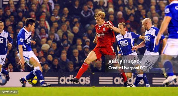 Dirk Kuyt of Liverpool in action during the Barclays Premier League match between Liverpool FC and Birmingham City at Anfield on November 9, 2009 in...