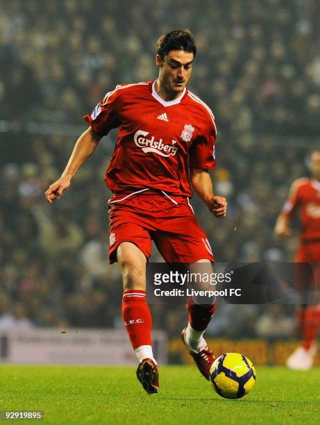 Albert Riera of Liverpool in action during the Barclays Premier League match between Liverpool FC and Birmingham City at Anfield on November 9, 2009...