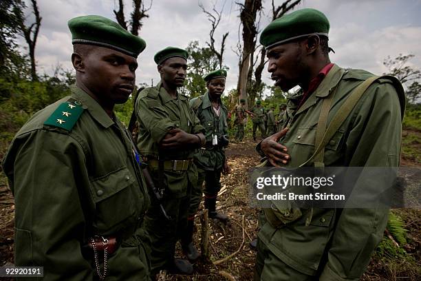 Robert Muir lone white guy, of the Frankfurt Zoological Society, accompanies a patrol of Advanced Force ICCN Rangers, reinforced by a few members of...