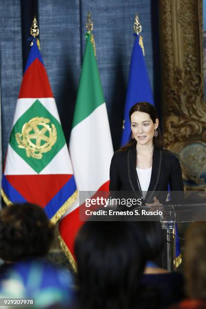 Cristiana Capotondi attends the International Women's Day Celebrations at Palazzo del Quirinale on March 8, 2018 in Rome, Italy.