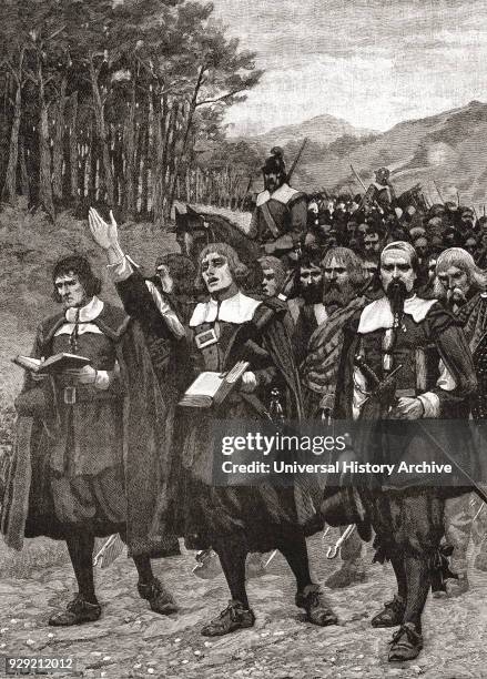 Advance of the Covenanters across the Scottish border into England in 1640. From The Century Edition of Cassell's History of England, published 1901.