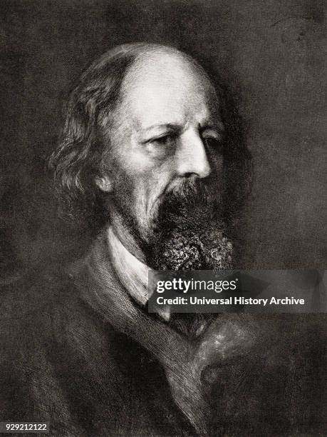 Alfred Tennyson, 1st Baron Tennyson, Lord Tennyson, 1809 – 1892. Poet Laureate of the United Kingdom. From Bibby's Annual published 1910.