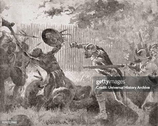 An incident during the Pequot War, an armed conflict between the Pequot tribe and an alliance of the English colonists of the Massachusetts Bay,...