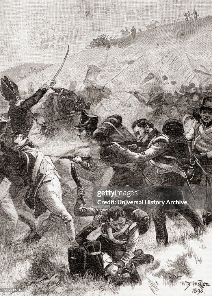 British fusiliers at The Battle of Albuera, Spain, 16 May 1811, during the Peninsular War