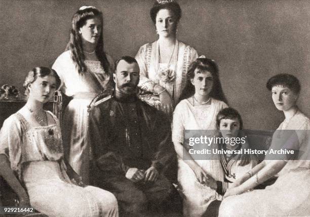 Czar Nicholas II, his wife, Alexandra Feodorovna, his son, Alexei Nikolaevich and his four daughters, Olga Nikolaevna, Tatiana Nikolaevna, Maria...