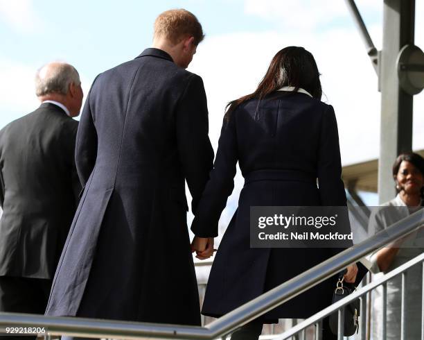 Prince Harry and Meghan Markle seen visiting Nechells Wellbeing Centre on their visit to Birmingham on March 8, 2018 in Birmingham, England.