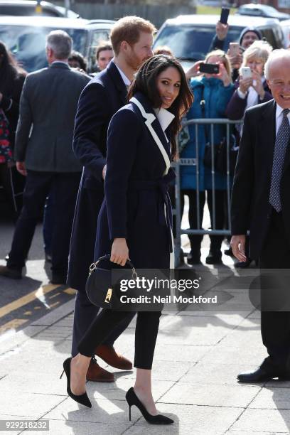 Prince Harry and Meghan Markle seen visiting Nechells Wellbeing Centre on their visit to Birmingham on March 8, 2018 in Birmingham, England.