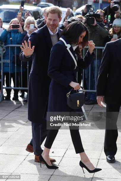 Prince Harry and Meghan Markle seen visiting Nechells Wellbeing Centre on their visit to Birmingham on March 8, 2018 in Birmingham, England.