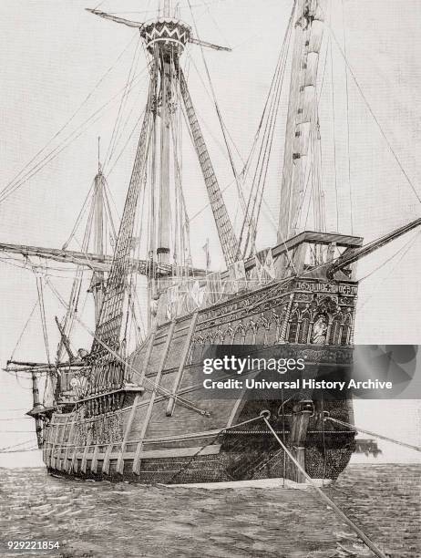 Full scale replica of the Santa Maria, the flagship of Christopher Columbus, made to commemorate the 4th centenary of his discovery of the New World....