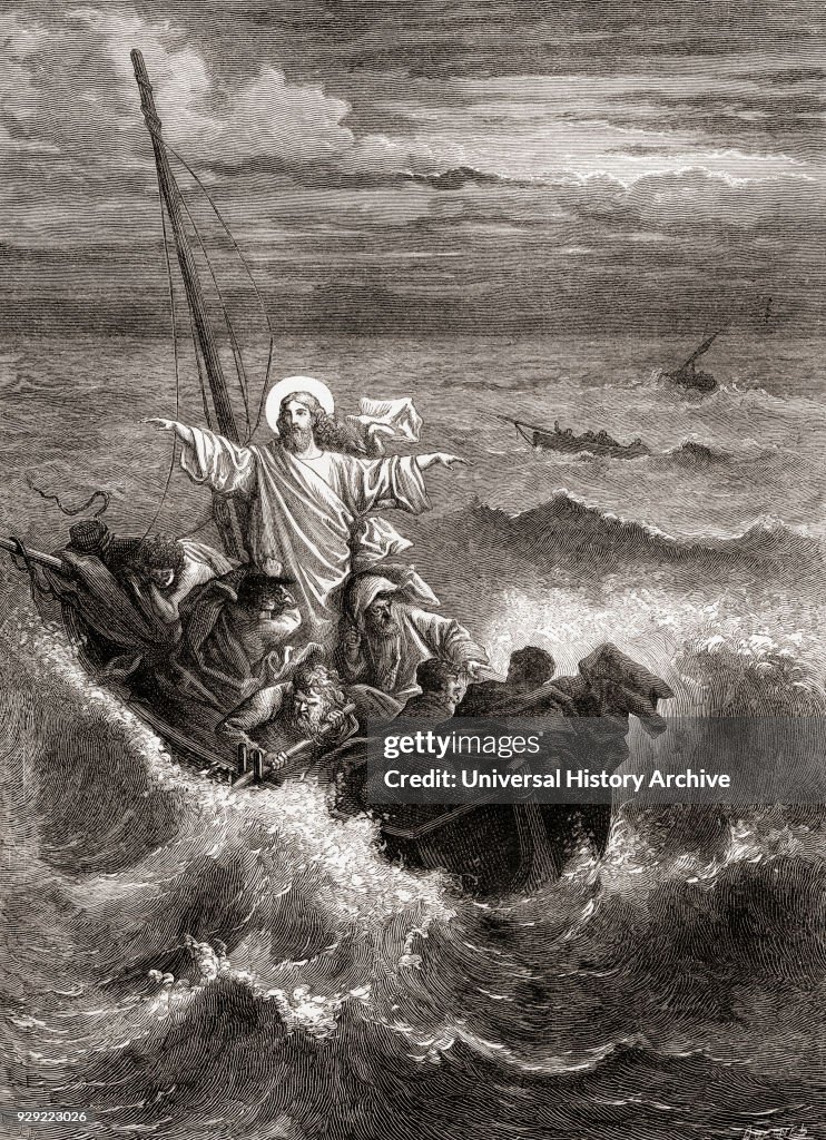 Jesus calming the storm on the Sea of Galilee